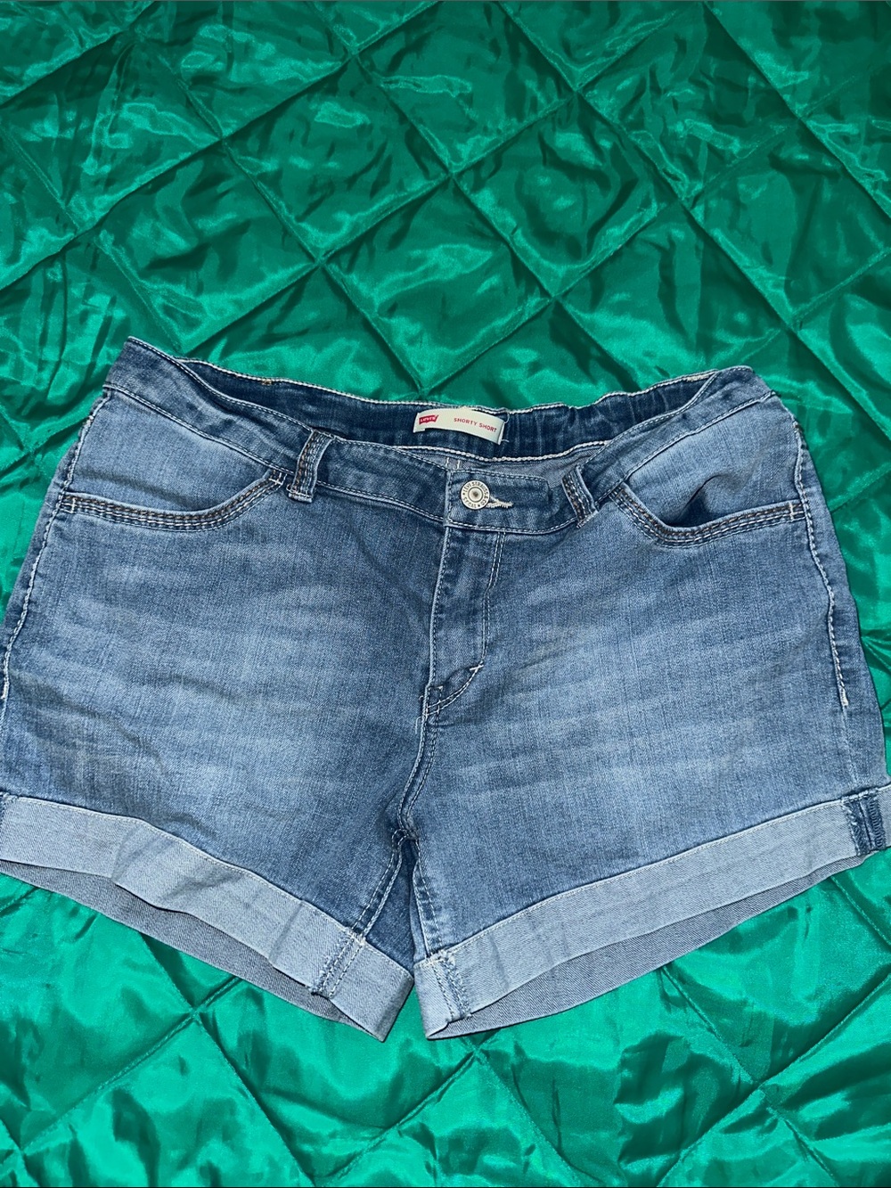 Levi's Light Blue Rolled Cuff Denim Shorts